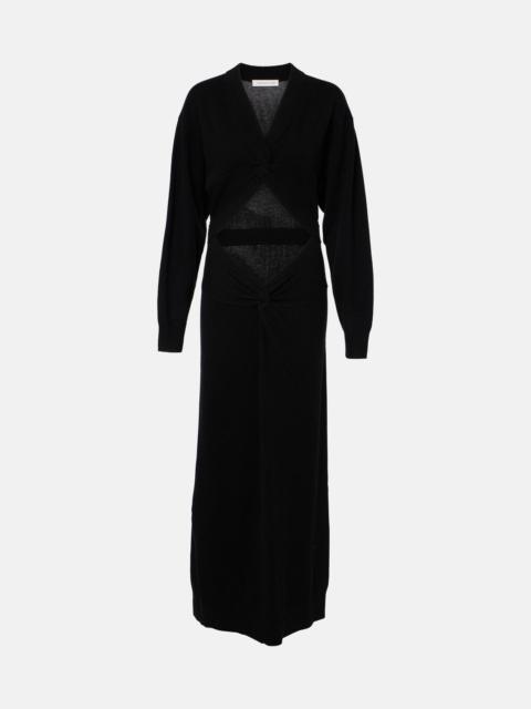 Gathered cutout wool and cashmere maxi dress