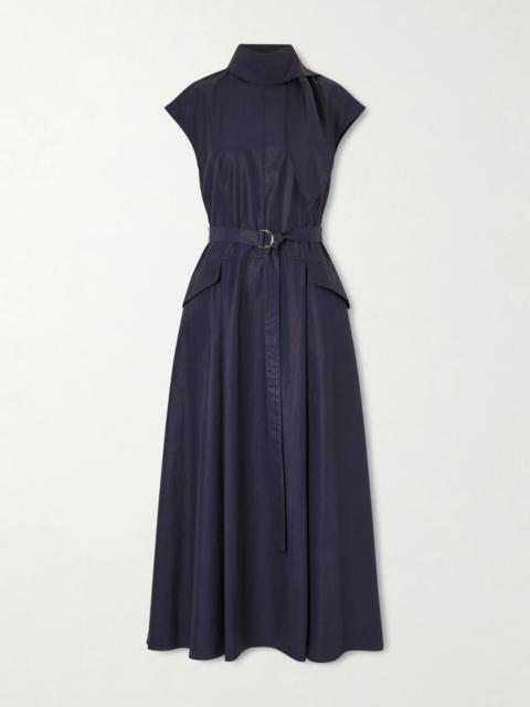 Akane Belted Tie-detailed Cotton-poplin Maxi Dress