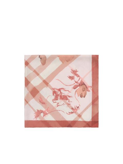 watercolour check silk scarf