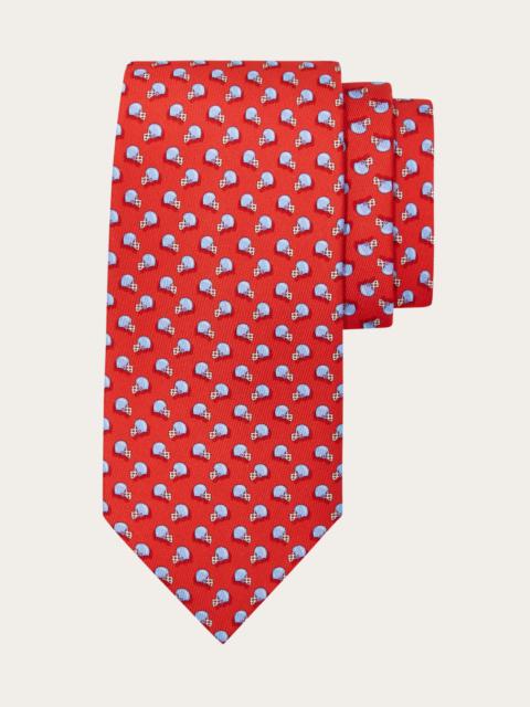 Football print silk tie