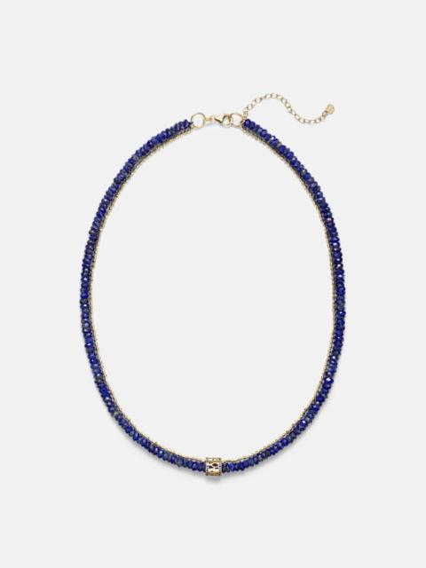 14kt gold necklace with lapis lazuli and diamonds