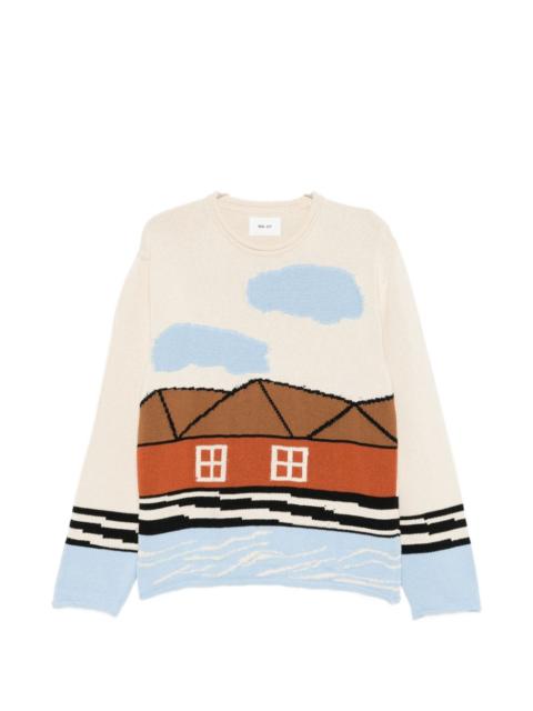 Mikkel house-graphic crew-neck sweater