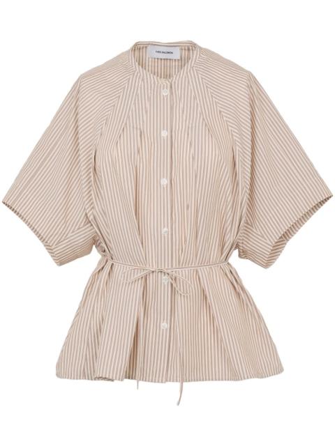 striped pleated poplin shirt