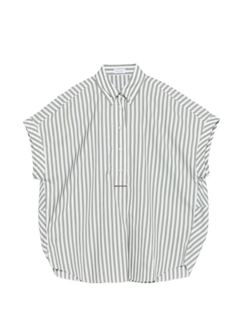 striped-pattern polo top