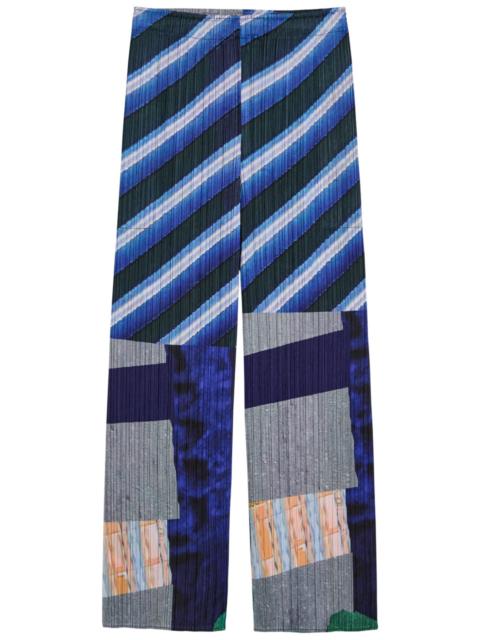 Pleats Please Issey Miyake City College Printed Pleated Trousers
