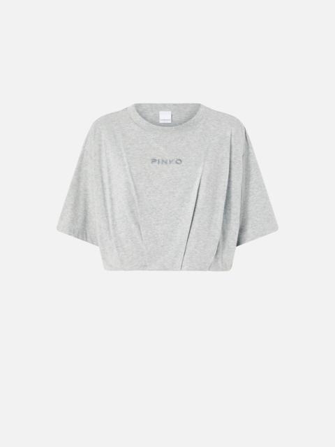 SHORT AND LOOSE T-SHIRT WITH LOGO EMBROIDERY