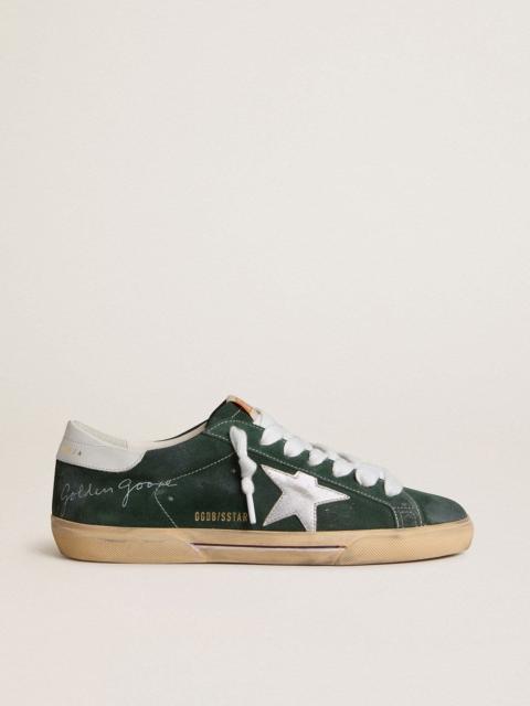 Men's Super-Star in green suede with silver metallic leather star and leather heel tab