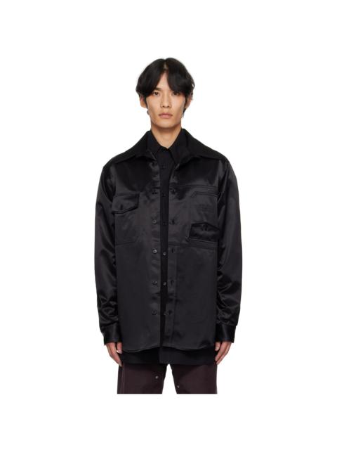 Black Satin Long Sleeve Shirt