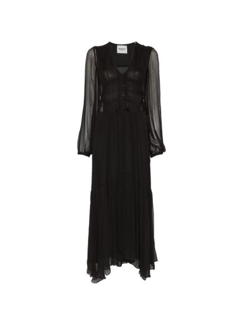 buttoned sheer maxi dress