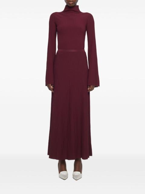 pleated roll-neck skirt