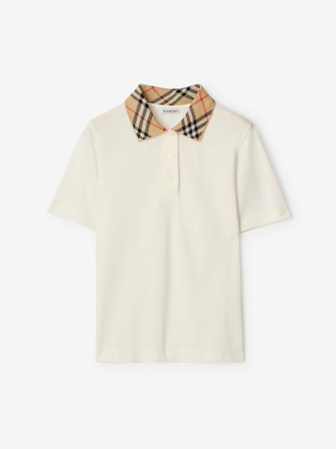 Check Collar Cotton Polo Shirt