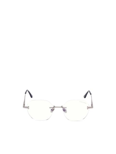 rimless oval-frame glasses