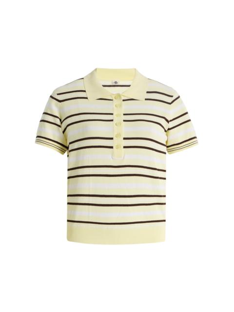 Madison Striped Knit Polo yellow