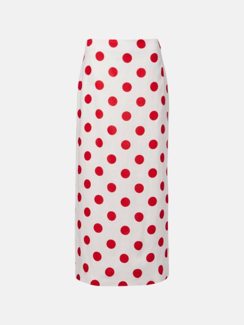 Bruna polka-dot linen maxi skirt