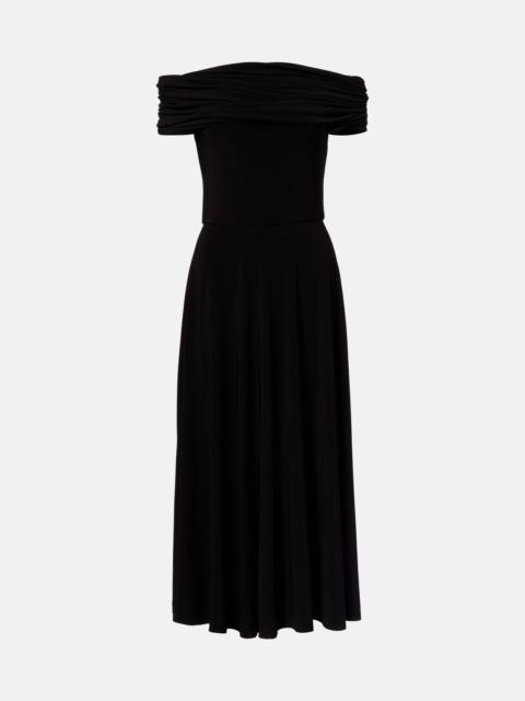 Draped off-shoulder midi dress