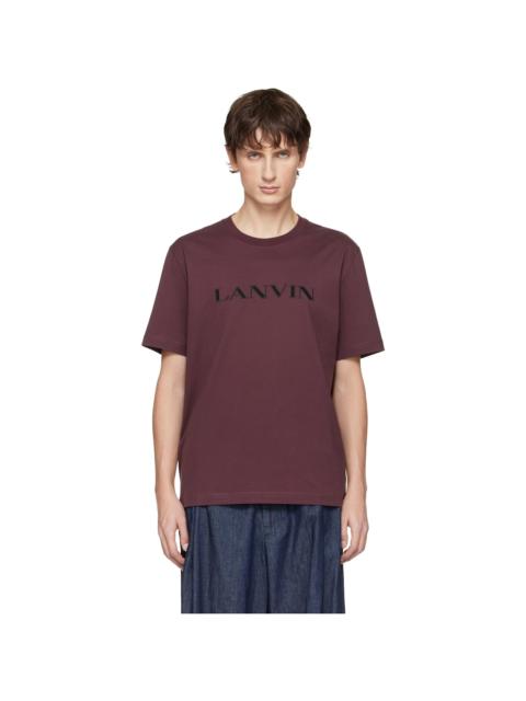 Burgundy 'Lanvin' Embroidered Cotton T-shirt