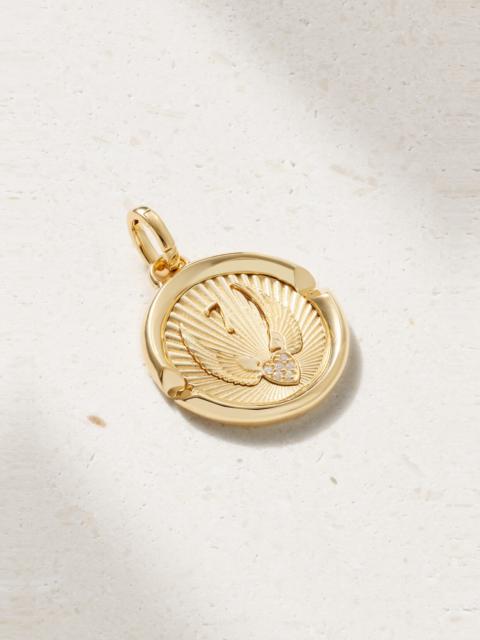 Beloved, With Wings We Fly 18-karat Gold Diamond Pendant