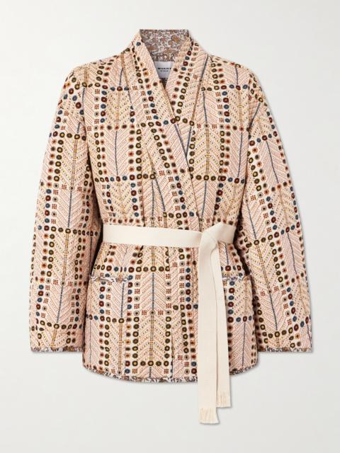 Chancel Belted Quilted Padded Printed Cotton Jacket