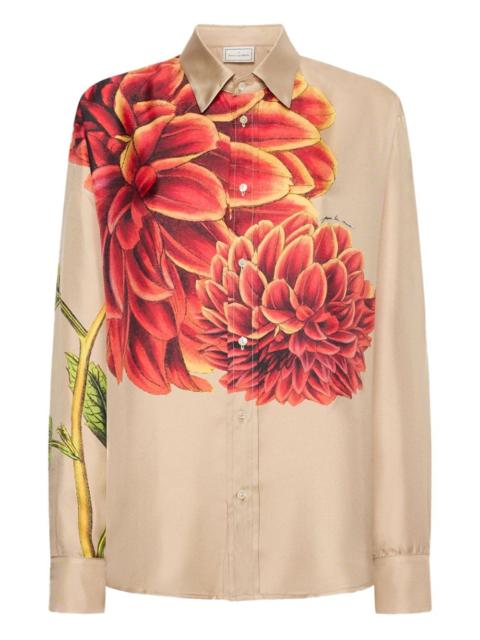 dahlia print silk shirt