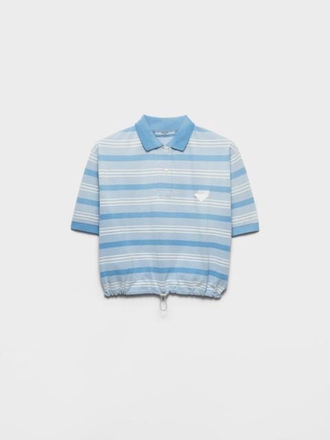 Striped print piqué polo shirt