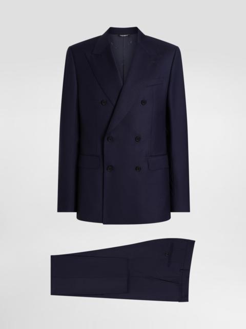 Double-breasted micro-patterned wool suit