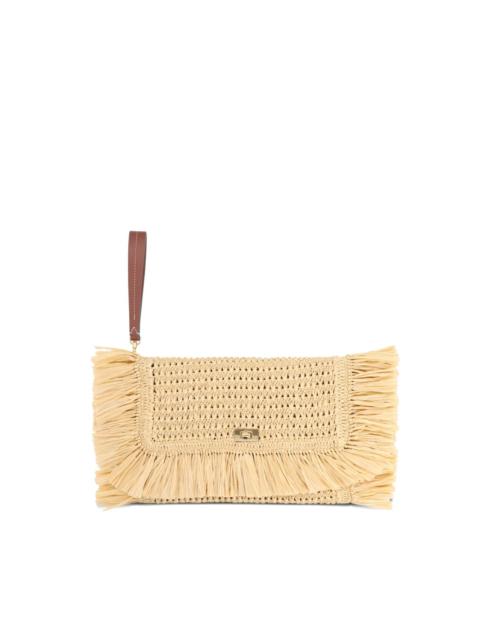 fringed clutch bag
