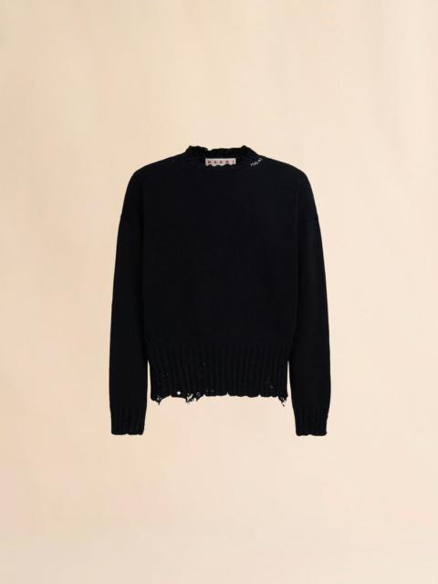 BLACK TWISTED CREWNECK SWEATER