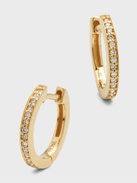 14k Diamond Small Huggie Hoop Earrings