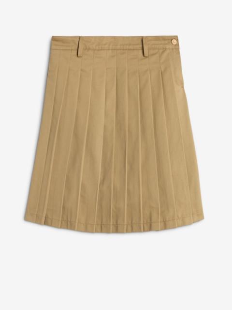 Comfort Twill Pleated Midi Skirt in Sand Storm