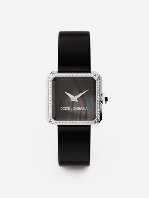 Sofia steel watch with colorless diamonds