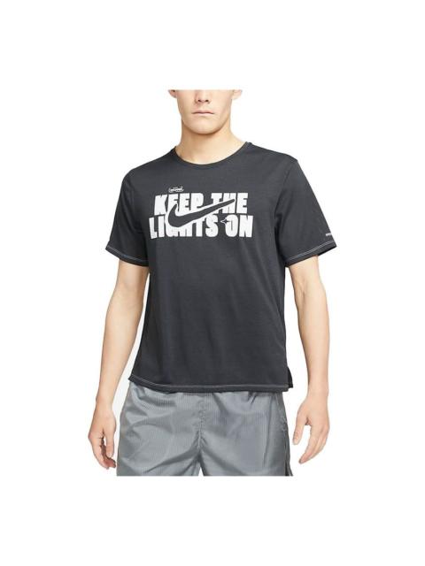 Nike Dri-FIT Miler Wild Run Casual Breathable Printing Running Short Sleeve Black DD5277-045