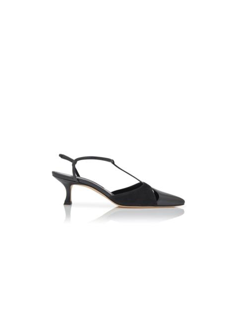 Black Nappa Leather T-Bar Pumps