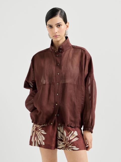 Cotton organza outerwear jacket with monili