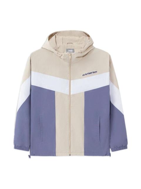 Li-Ning Sports Living Series Colorblock Zipper Hooded Jacket 'Beige White Blue' AFDS033-3