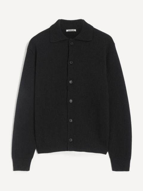 Super-Fine Wool Rib-Knit Cardigan