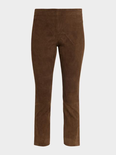 Stretch-Suede Split Hem Crop Pants