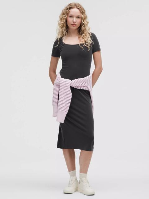 Drapey Softstreme Scoop-Neck Midi Dress