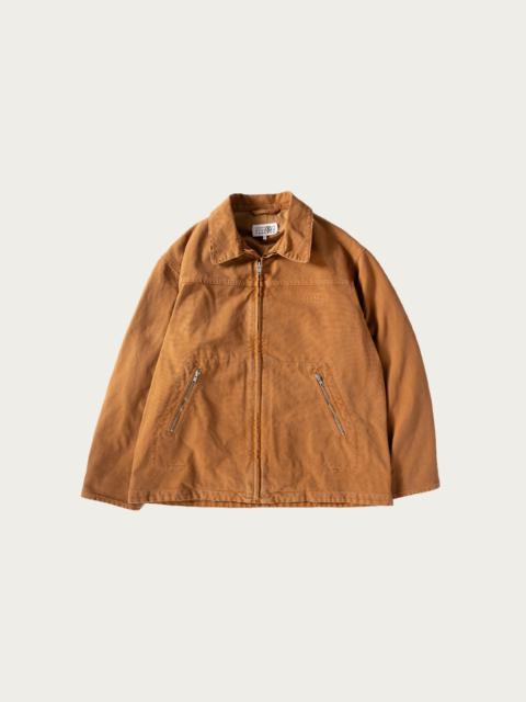 Canvas Numeral Work Jacket - Brown/Tan