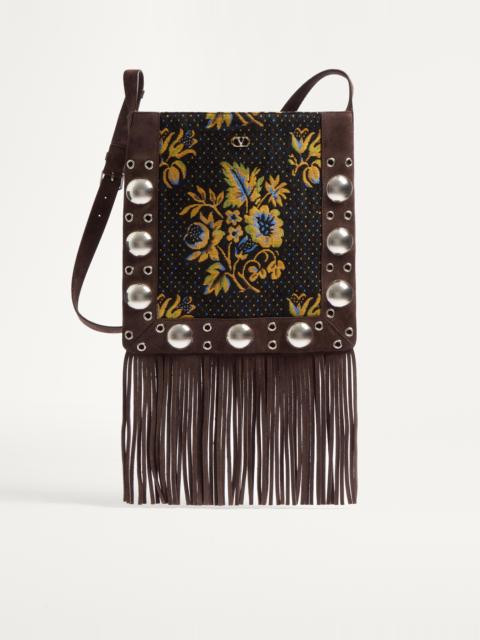VALENTINO GARAVANI NELLCÔTE SHOULDER BAG IN JACQUARD FABRIC WITH FRINGES
