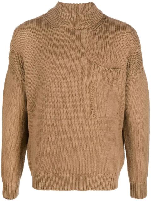 mock-neck knitted jumper