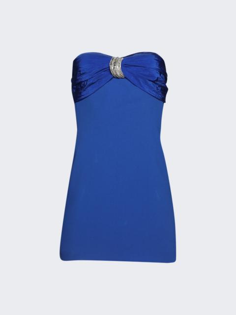 Crystal Brooch Hourglass Shape Mini Dress Blue And Silver