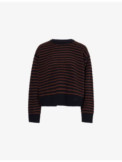 Striped Round-Neck Wool And Cotton Jumper