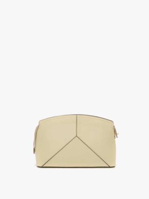 Victoria Clutch Bag In Ivory Grained Leather
