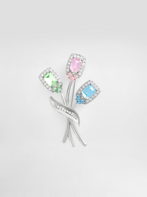 Sartoria floral brooch with rhinestones