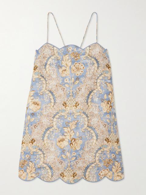 Daylight Scalloped Printed Linen Mini Dress