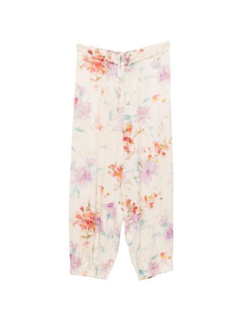 floral-pattern trousers
