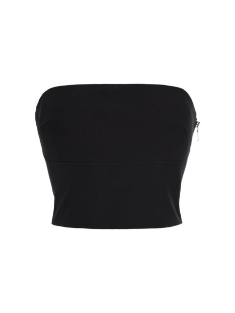 Exclusive Strapless Cotton-Silk Top black