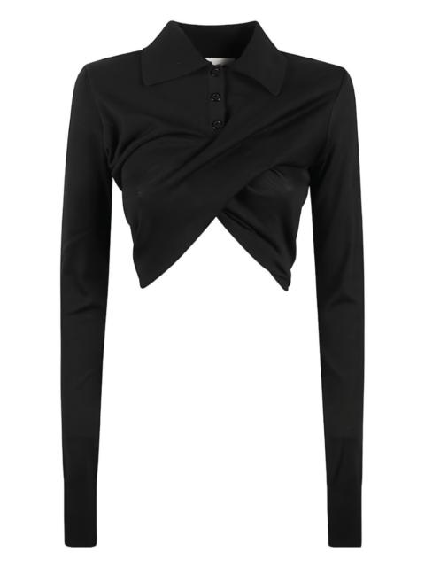 polo-neck crossover sweater