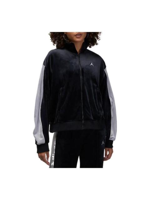 (WMNS) Air Jordan Velour Track Jacket 'Black Grey' DV1396-010