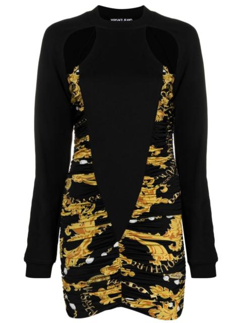 logo-print cut-out ruched minidress